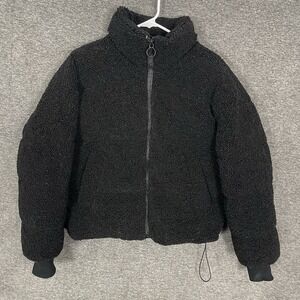 NVLT Berber Faux‎ Down Cropped Puffer Jacket Womens Small Black Anthropologie